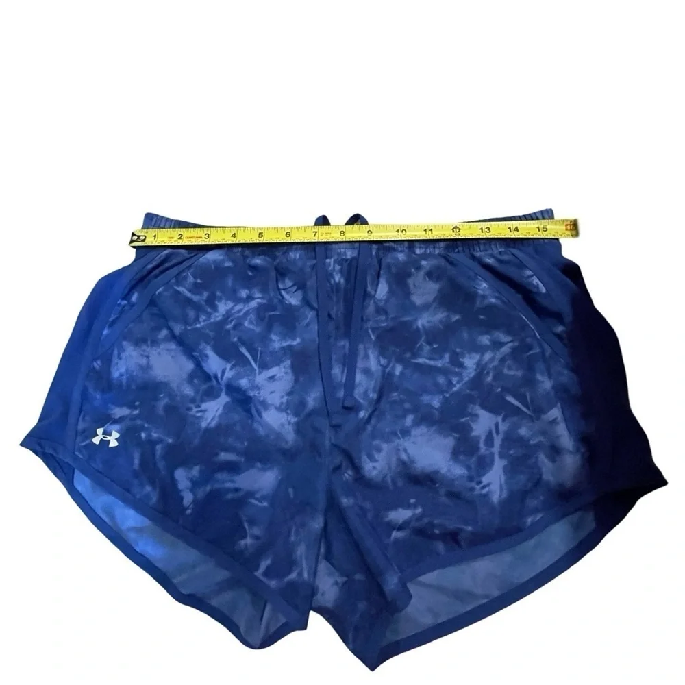 Under Armour Heat Gear Lined Athletic Shorts with Pockets Blue Design Sz Medium